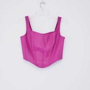 Sincerely Jules Pink Faux Leather Corset Crop Top Pleather Pleder Medium